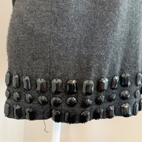LINE The Label Gray 100% Cashmere Short Sleeve Jeweled Knit Sweater Size Small - Picture 7 of 9